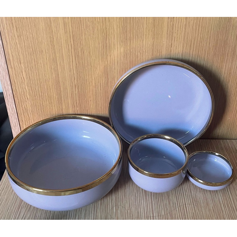 Set Piring Keramik List Gold