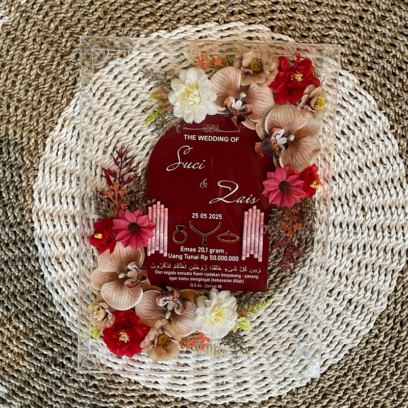 [ 1-2 HARI JADI ] MAHAR FULL TETES AKR AKRILIK BOX PERNIKAHAN SET HIASAN WEDDING FRAME BINGKAI MAHAR