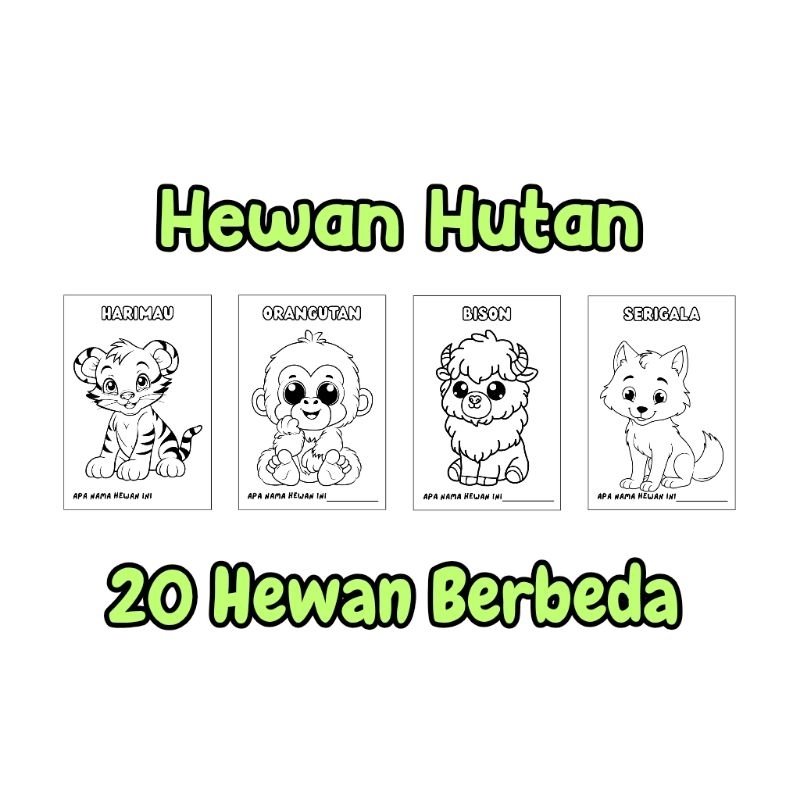 

Kertas Mewarnai Anak Tema Hewan Ukuran A5