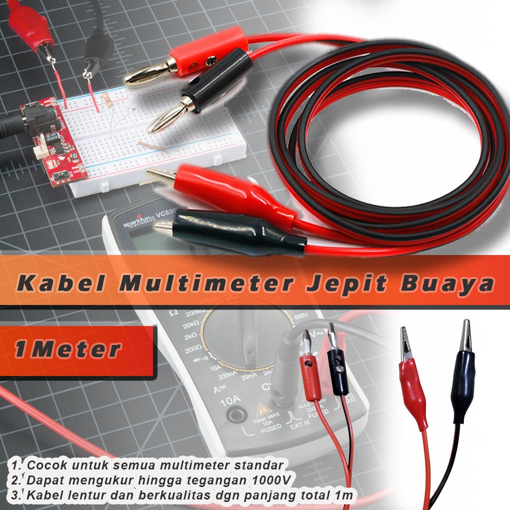 1 Meter Kabel Multimeter Multitester Jepit Buaya - kabel Multitester Jepit Buaya Tester Kabel Multit