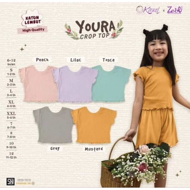 KAZEL | KAZEL YOURA CROP TOP | CROP TOP ANAK PEREMPUAN | BAJU ANAK PEREMPUAN