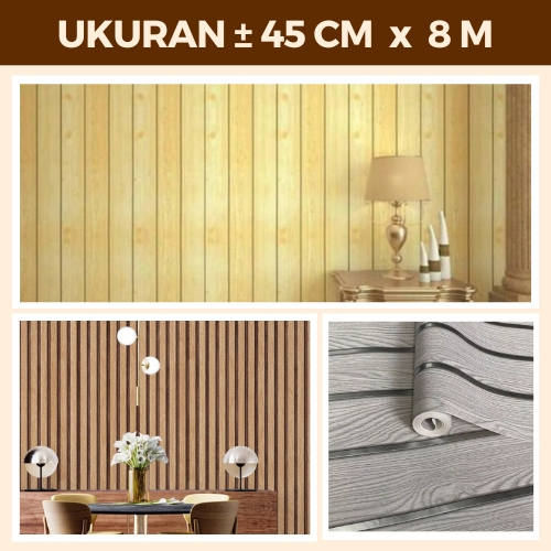Wallpaper Stiker Dinding Serat Kayu Berserat Walpaper Dingding Bahan PVC Triplek Panjang 10 Meter