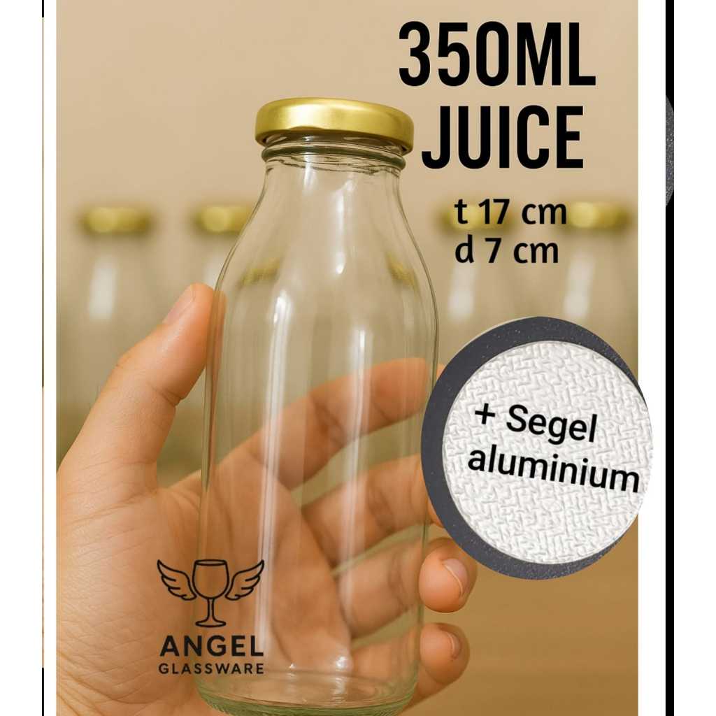 / 9  Botol Jus Kaca 350ml / botol jus Kaca Tahan Panas + Tutup Premium & Segel