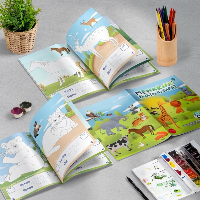 BUKU MEWARNAI HEWAN DARAT | IS 16 HALAMAN | BUKU EDUKASI ANAK | MEWARNAI | BUKU ANAK | GROSIR MEWARN