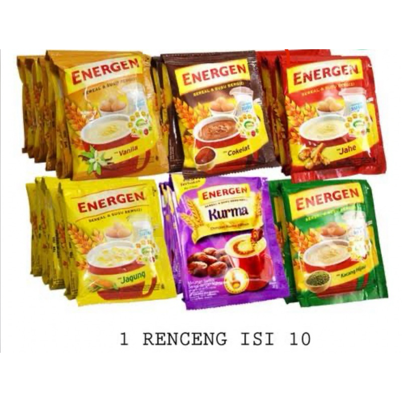 

energen cokelat kacang hijau vanilla jagung jahe sereal renceng isi 10