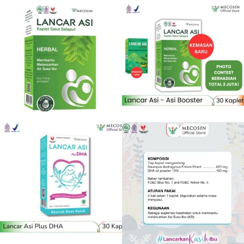 Lancar ASI ekstra Daun Katuk kapsul Lancar ASI plus DHA Melancarkan ASI