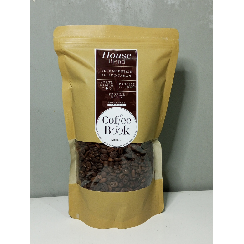 

HouseBlend 500Gr 50:50 Coffee Beans|Kopi Arabika |BlueMountain X BaliKintamani - Medium - CoffeeBook