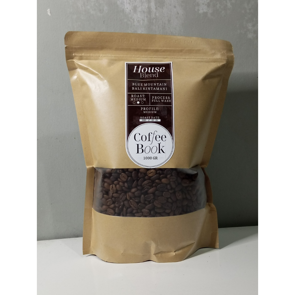 

HouseBlend 1KG 50:50 Coffee Beans| Kopi Arabika |BlueMountain X BaliKintamani - Medium - CoffeeBook