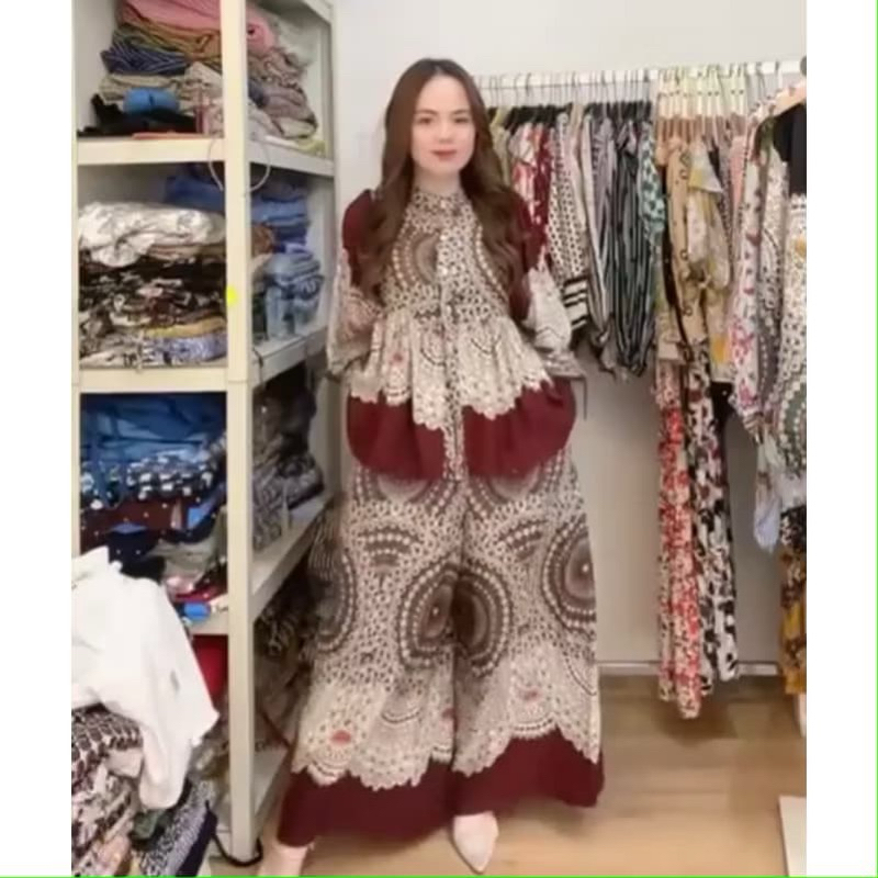 stelan rayon terbaru / one set rayon motif / set rayon kulot full motif