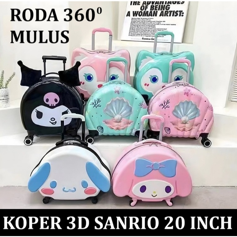 2025 Tas Koper Traveling Bagasi 3D Sanrio Premium 20 INCH Original import 360 derajat mulus my melod