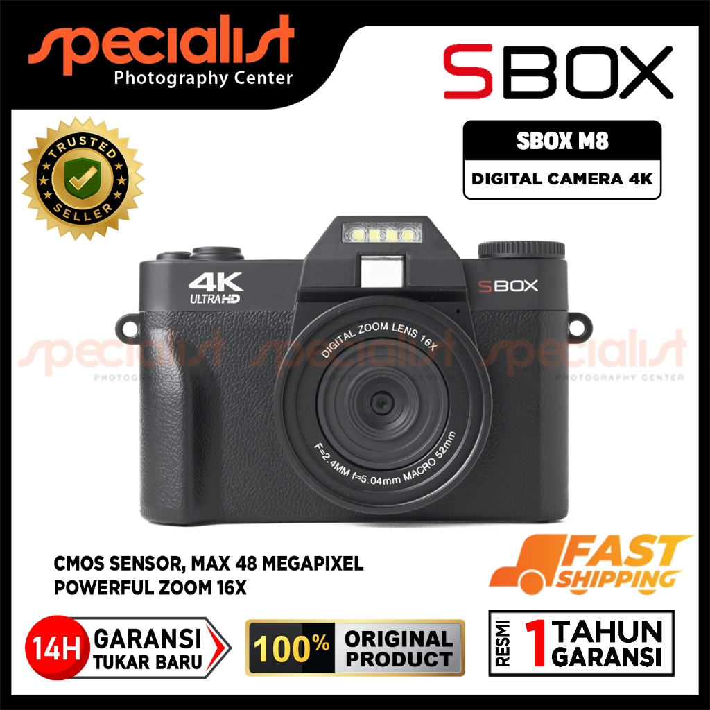 SBOX Digital Camera M8 4K Ultra HD Macro Lens