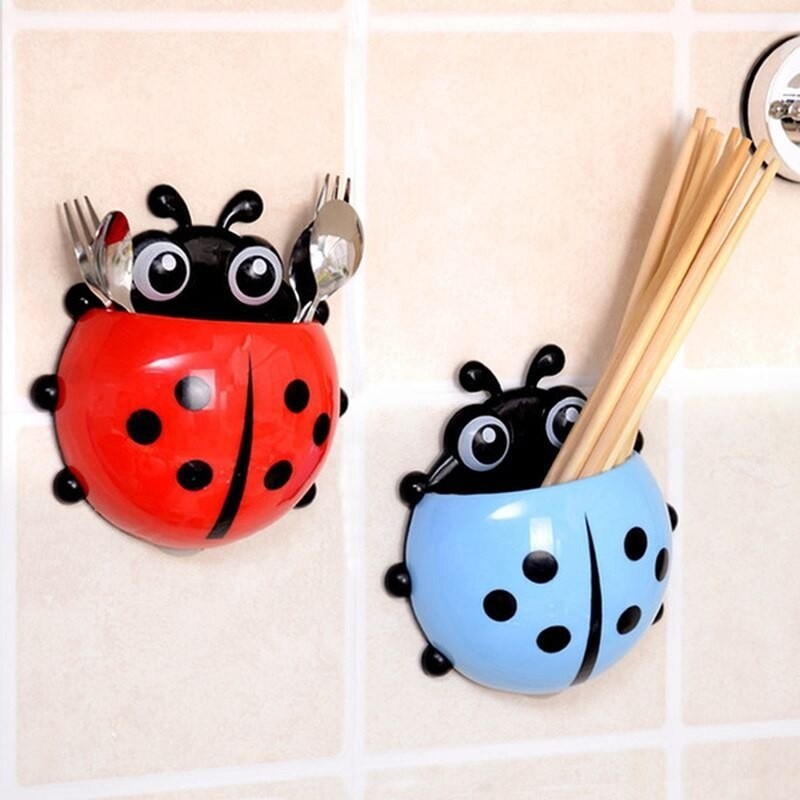 Tempat Sikat Gigi Odol Kumbang Toothbrush Holder Ladybug Tempel Kaca