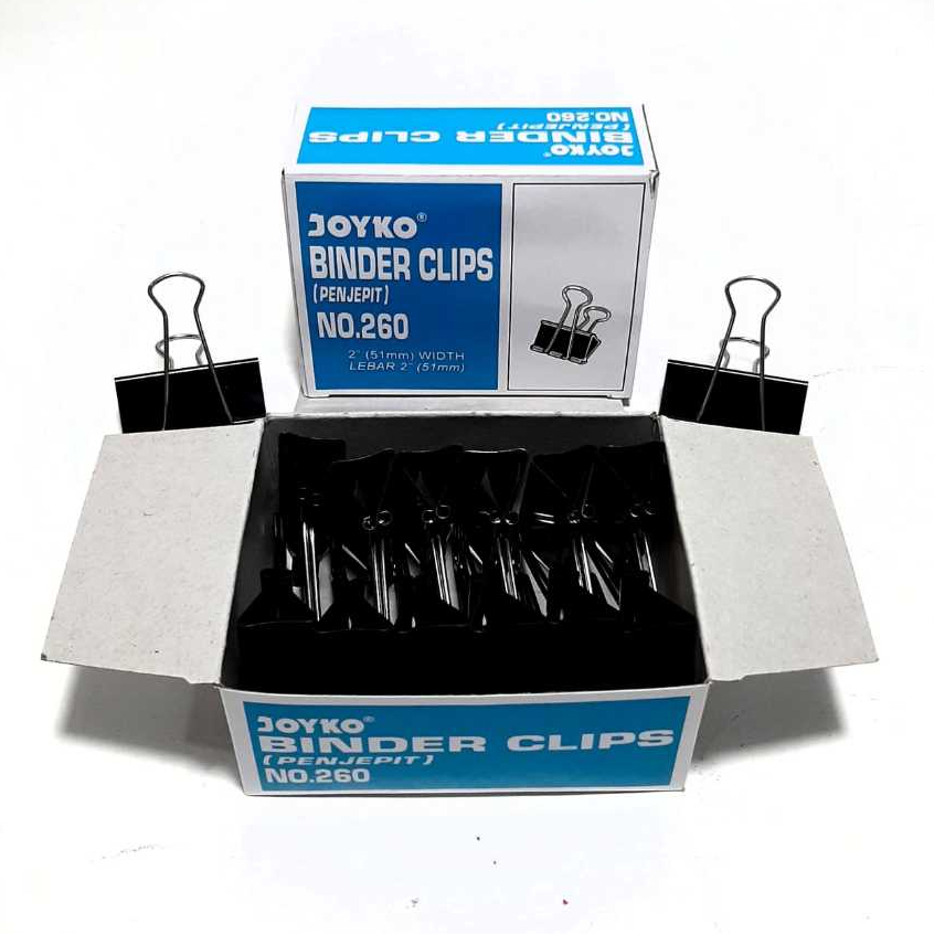 

Harga Grosir ( 1 Kotak /12 pcs) Binder Clip Penjepit JOYKO No.260 ORIGINAL