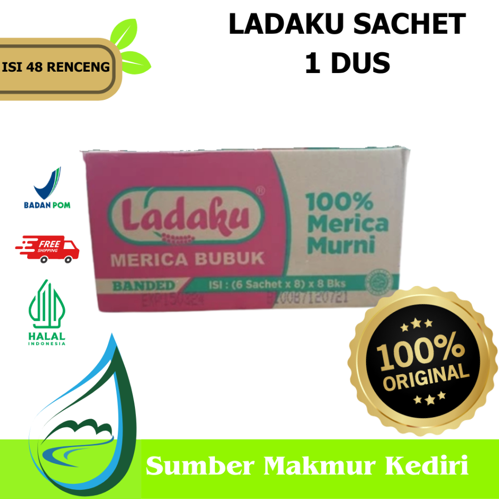 

Ladaku Merica Bubuk DUS 72 sachet x 8 bungkus / Lada Sachet dus / Merica bubuk sachet Dus - Kediri