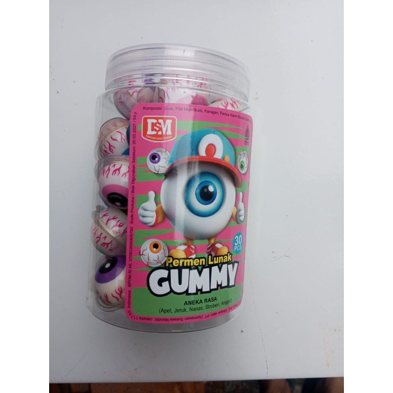 

permen mata lunak gummy 1 toples isi 30 pcs
