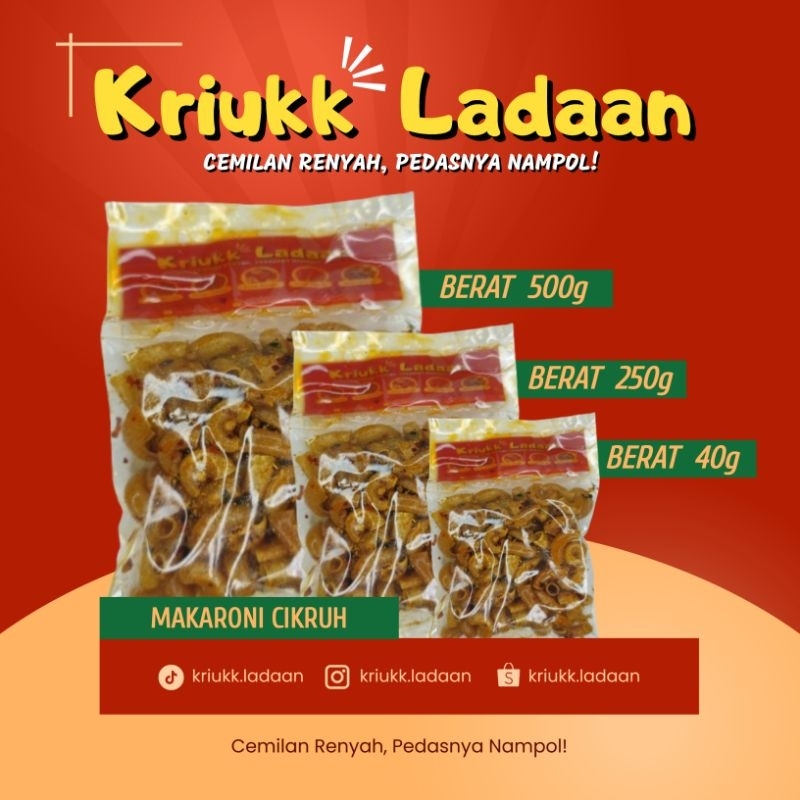 

MAKARONI CIKRUH PEDAS KRIUK 40G 250G 500G - CEMILAN PEDAS RENYAH ALA GARUT