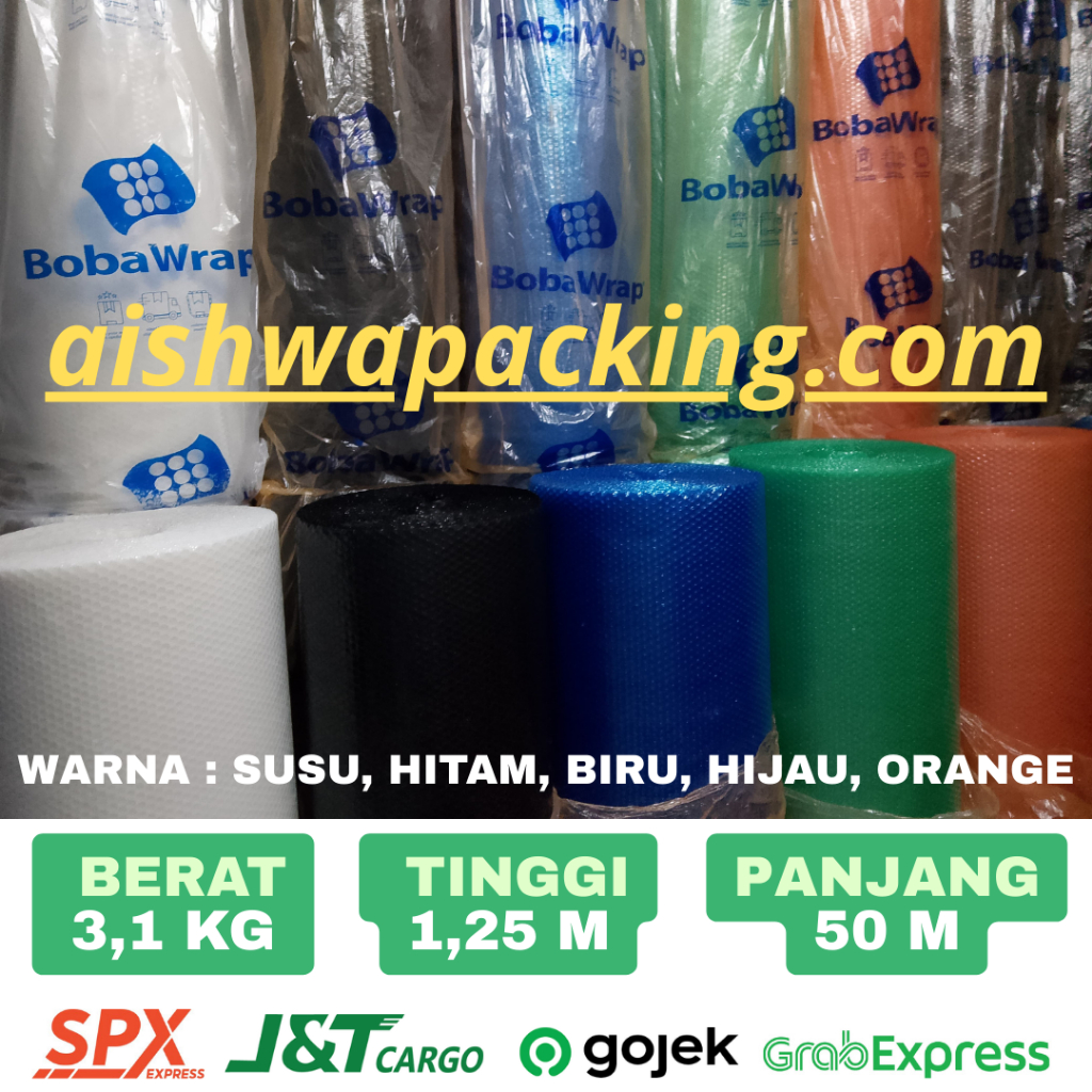 

Boba Wrap 1,25M x 50M Bubble Wrap Tebal 3,1KG Warna Warni