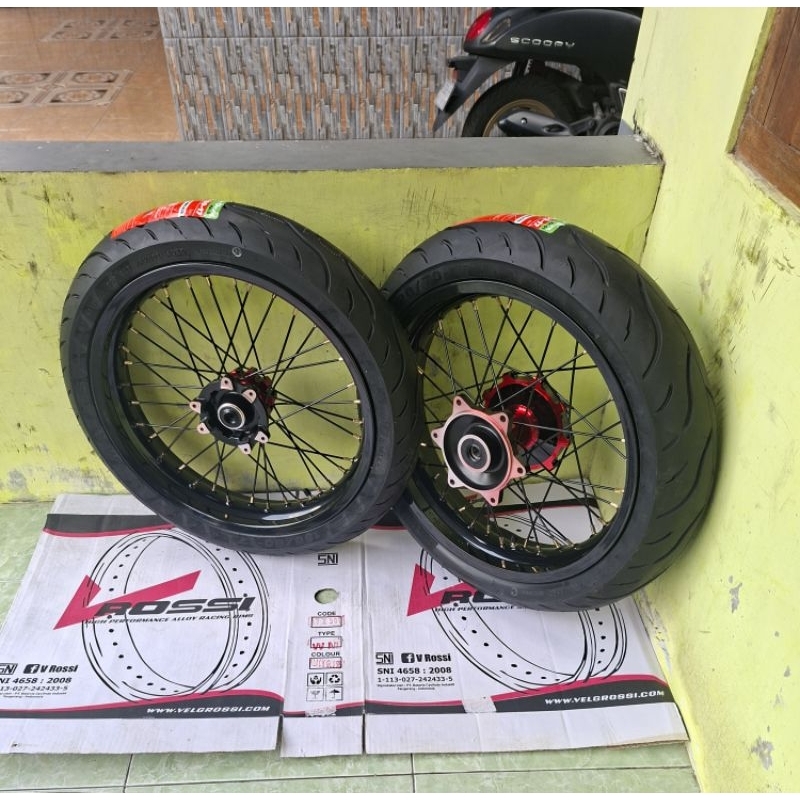 Roda supermoto CRF 150L ukuran 300-350 set ban Maxxis