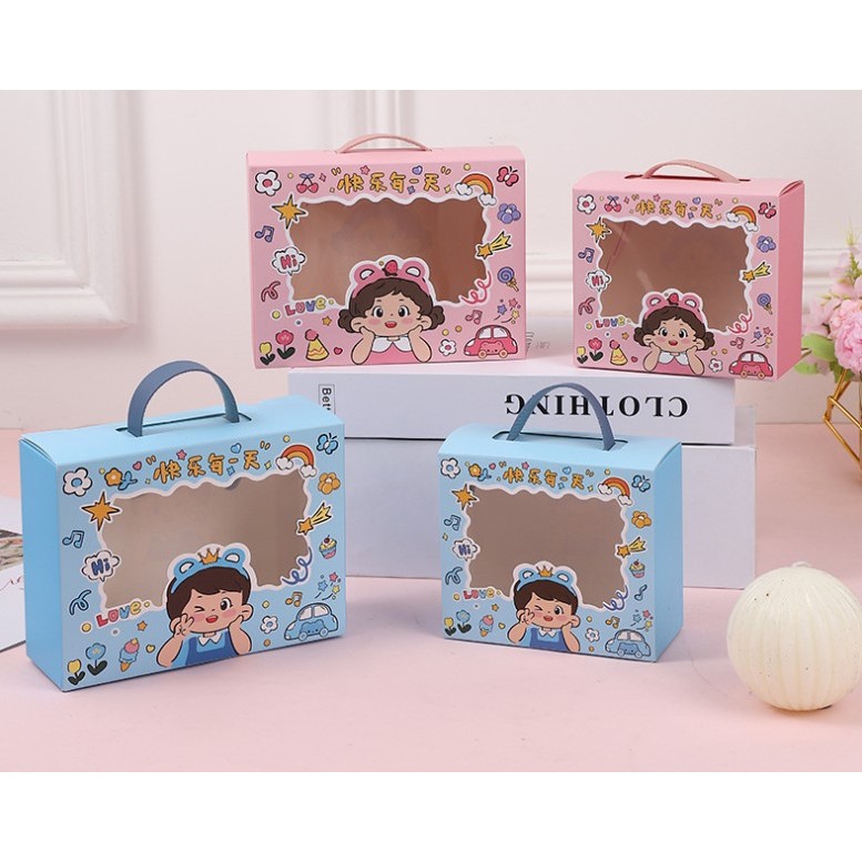 

goodie bag ulang tahun : gable box ; tas souvenir ulang tahun Anak Hadiah