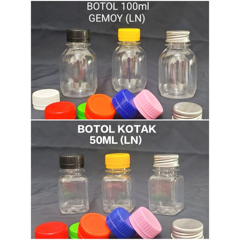 BOTOL MINI KOTAK 50ml / BOTOL MINI GENDUT 100ml