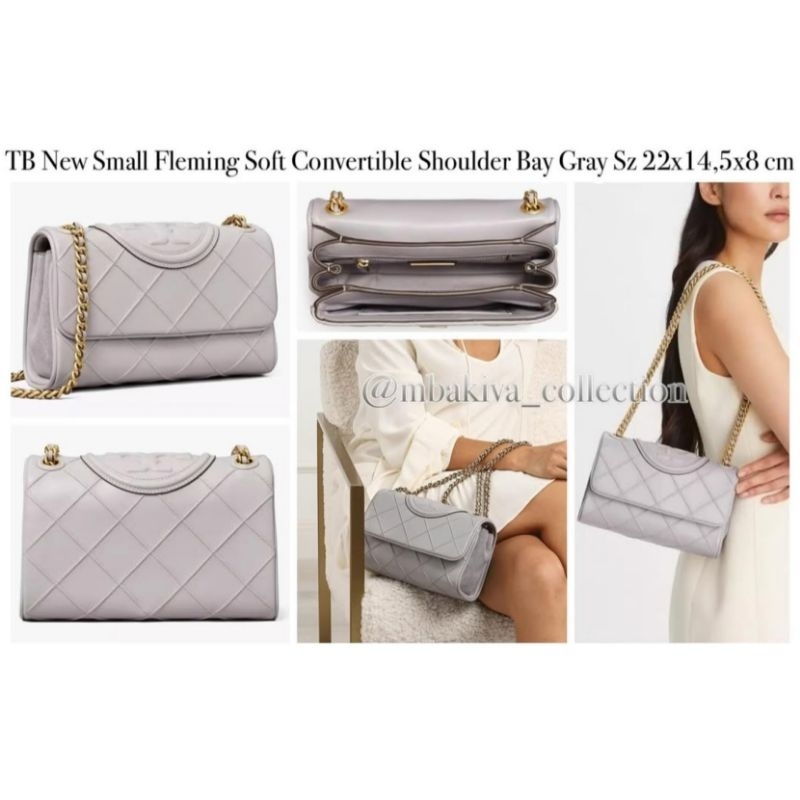 TB New Small Fleming Soft Convertible Shoulder Bay Gray