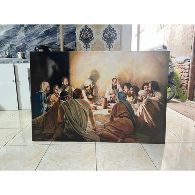 Lukisan Yesus Perjamuan  Kudus Art Modern Estetik