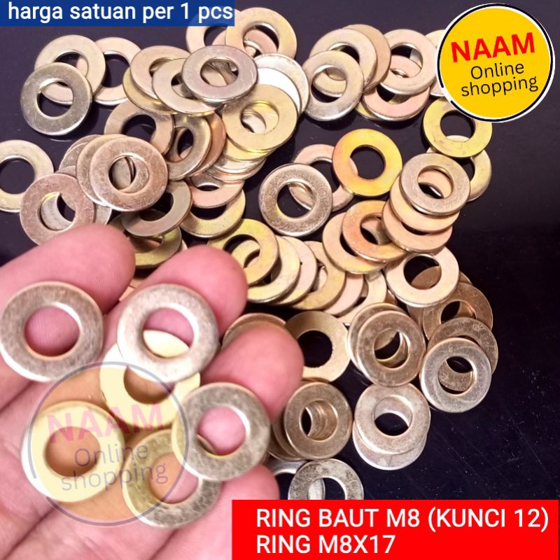 (M8X17) RING BAUT M8 X 17 - RING PLAT BAUT KUNCI 12 - RING MUR BAUT 8MM KUNCI PAS 12 - RING WASHER