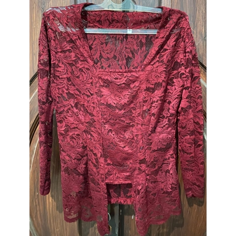 kebaya merah brokat wanita kutu baru modern bali murah