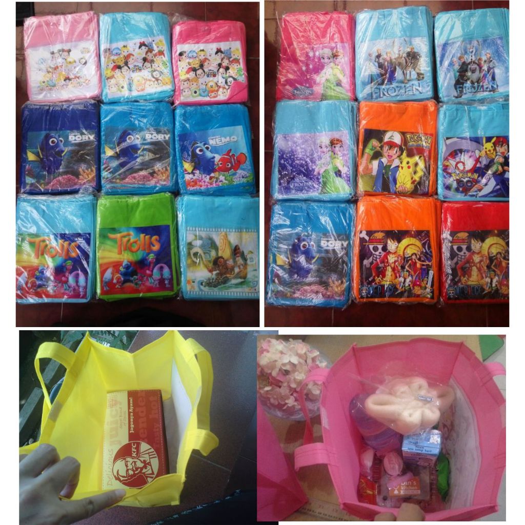 

Lusinan GIRL Tas Goodie Bag Ulang Tahun Anak Karakter Bingkisan Snack Ultah Murah Spunbond Goody NK