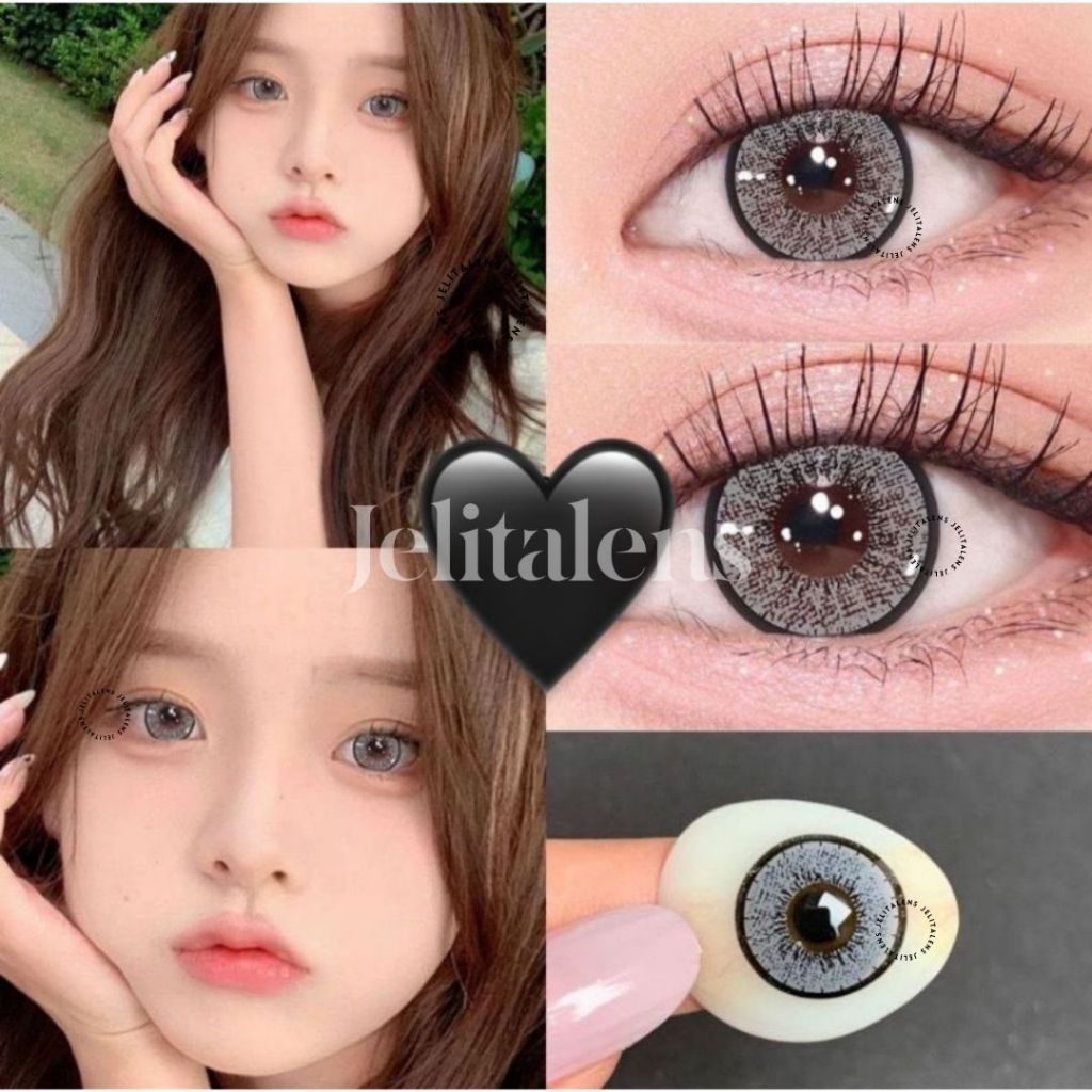 J38 Softlens Premium Abu-Abu Grey 15 MM Mata Princess Grey Normal Minus / Softlens Abu-Abu Natural /