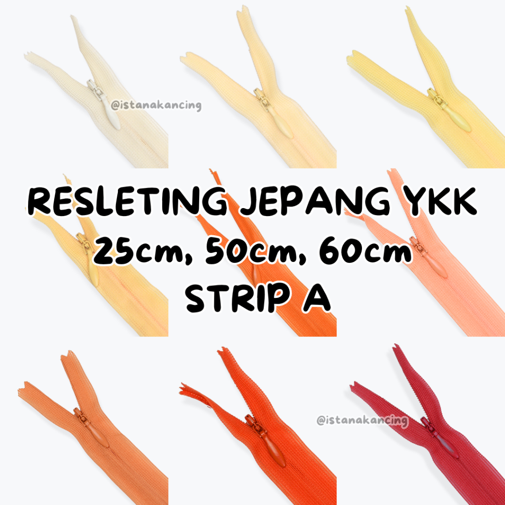 Resleting Jepang YKK | Ukuran 25cm 50cm 60cm Original YKK Premium Zipper Jepang Strip A | Istana Kan