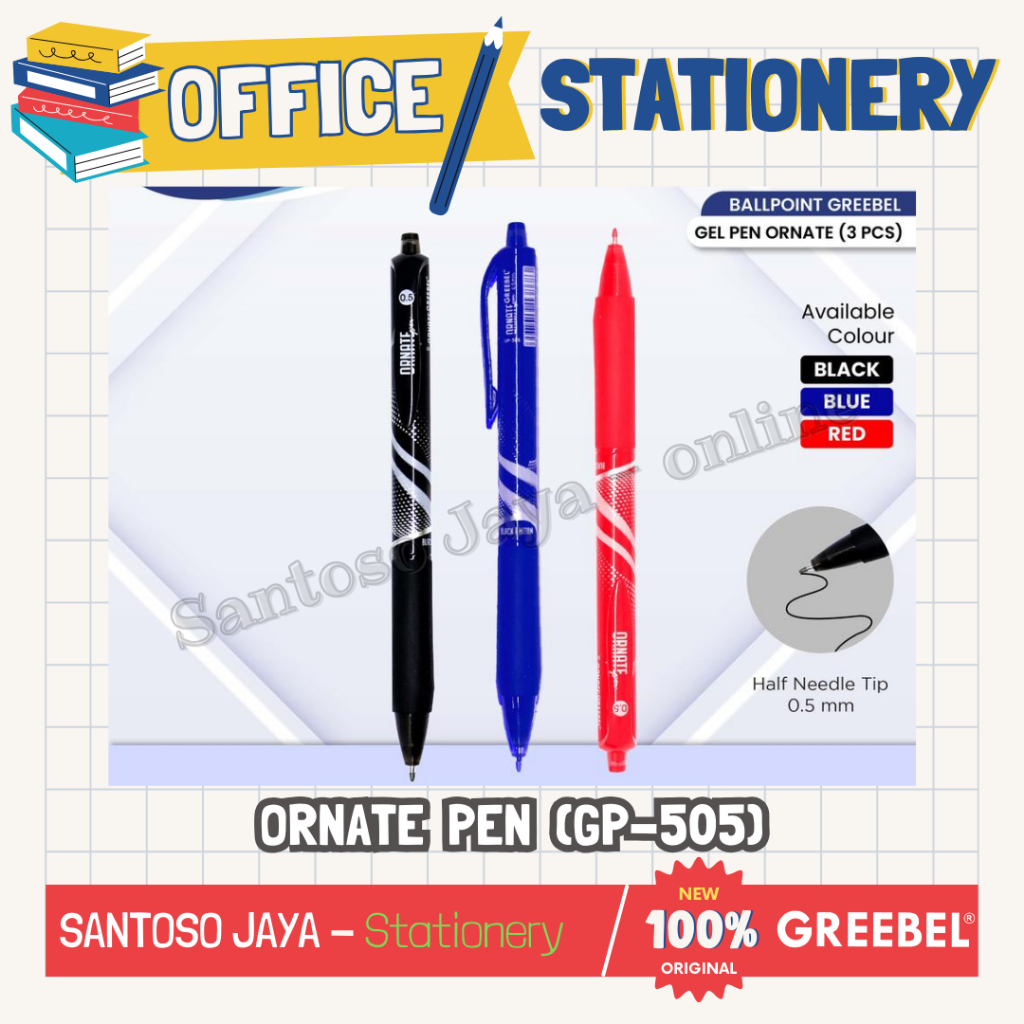 

Bolpen - Pulpen ORNATE GREEBEL - GREEBEL ORNATE Gel Pen 0.5 mm - GP-505