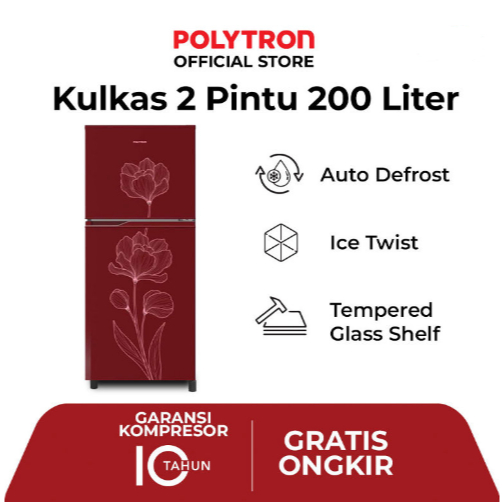 KULKAS 2 PINTU POLYTRON 166 LITER PRB-200R I PRB-200Y
