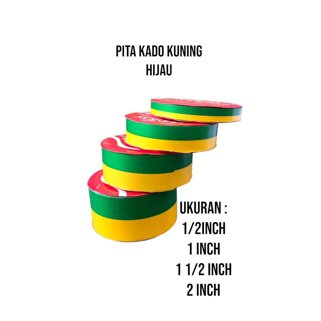 

PITA KADO KUNING HIJAU | Pita kado 4 ukuran
