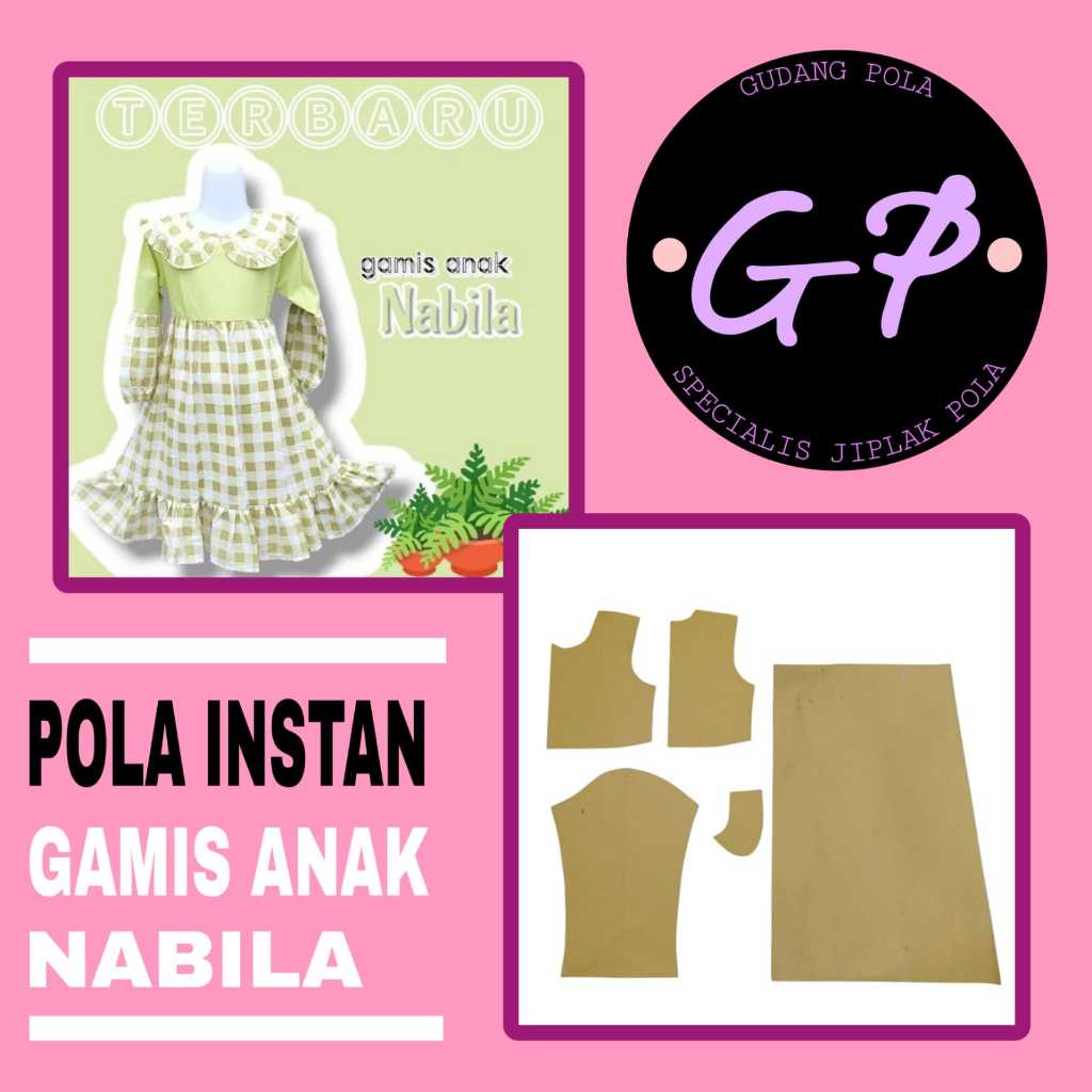 [✓COD] POLA GAMIS ANAK NABILA - POLA JIPLAK INSTAN GAMIS ANAK