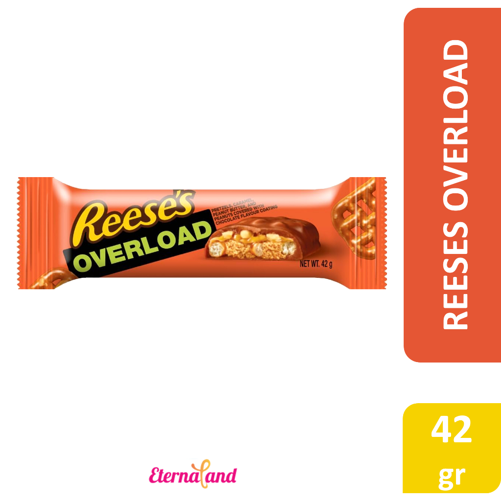 

Reeses Overload Chocolate Pretzels - cokelat kacang mentega Import USA