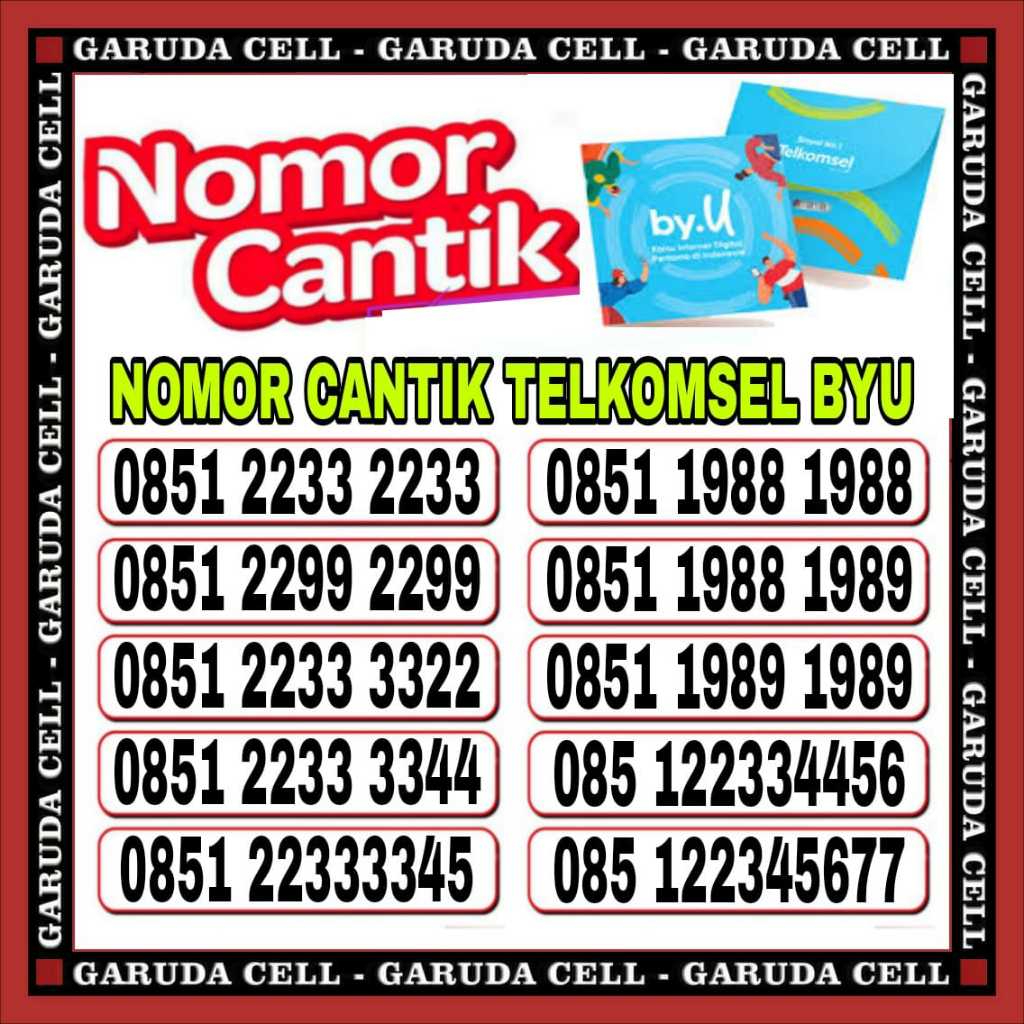 Kartu Perdana Nomor Cantik Telkomsel by.u suport 5G kartu prabayar  2233 2233 999999