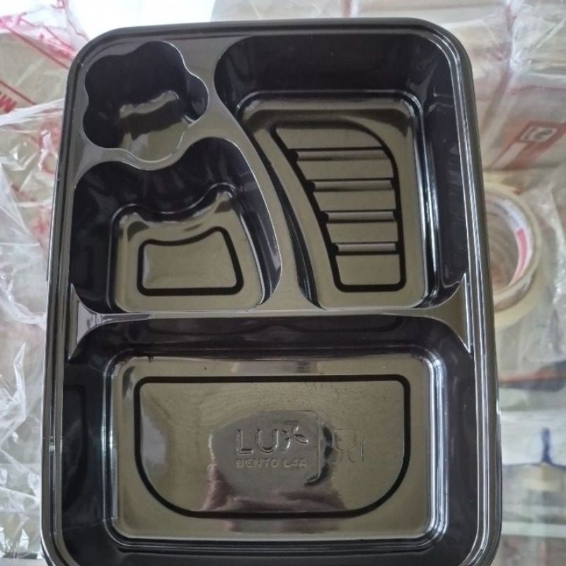 50pcs mika tray box bento 4 sekat PET LUX