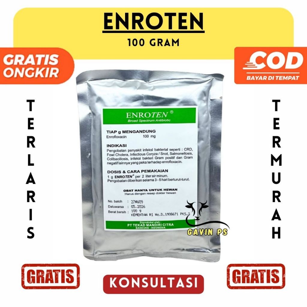 ENROTEN 100 gram - Obat Pernafasan Hewan