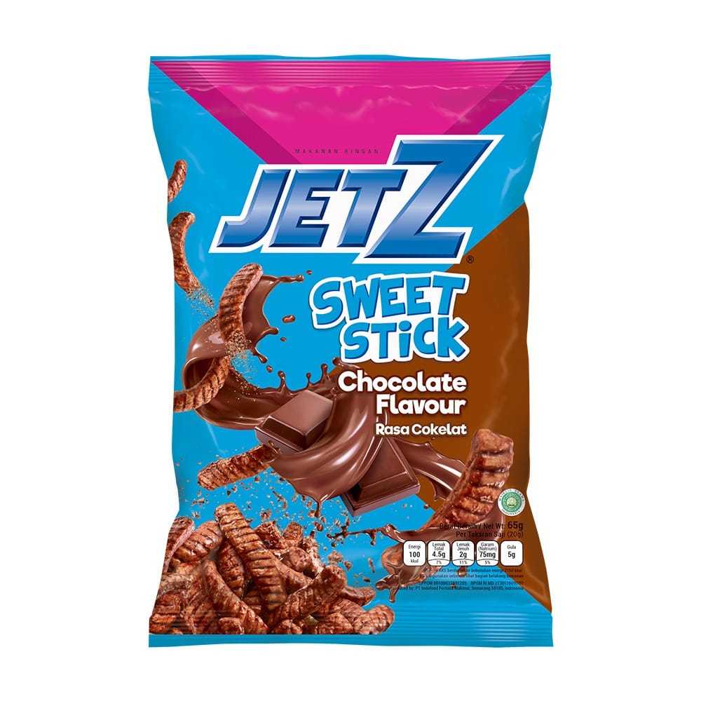 

Snack JetZ Sweet Stick 65gr Chocolate Flavor Rasa Cokelat