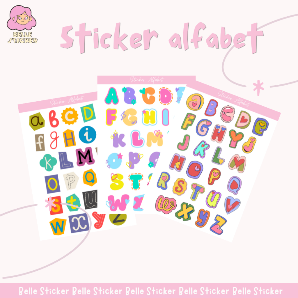 

Stiker Alfabet Huruf A-Z Stiker Dekorasi Scrapbook Aesthetic Waterproof untuk Laptop Motor dan Helm