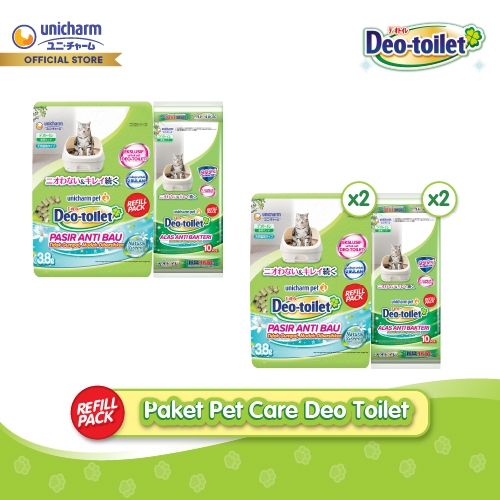 Unicharm Pet - Paket Pet Care Deo Toilet Pasir Kucing Anti Bau 3,8L + Deo Toilet Alas Kucing Anti Ba