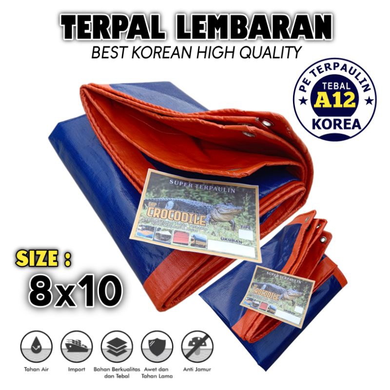 terpal lembaran tipe a12 biru oren ukuran 8x10