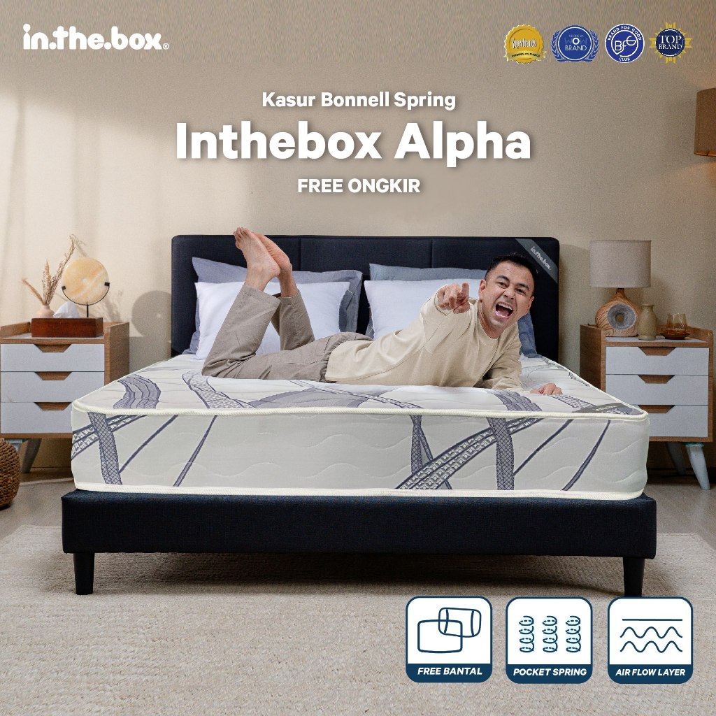 Kasur Spring and Foam IN THE BOX Alpha - Free Bantal Garansi 10 Tahun