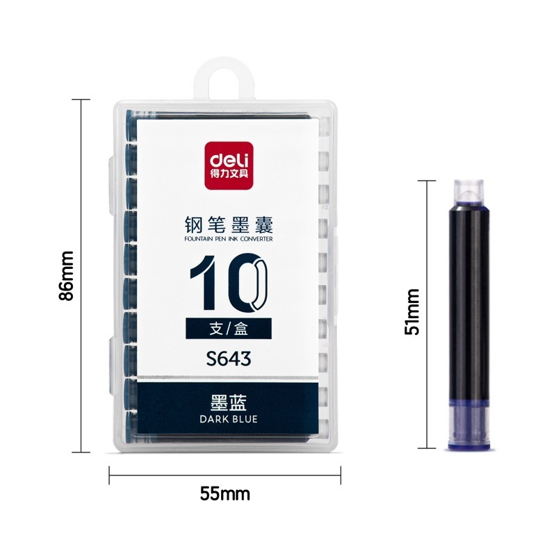 

Deli Tinta Pulpen Kaligrafi / Fountain Pen Ink Hitam Isi 10 S643