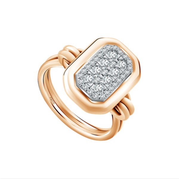 Frank & co See The Light Bold Light Edge – Cincin Wanita Emas Rose Gold & Pavé Berlian Asli