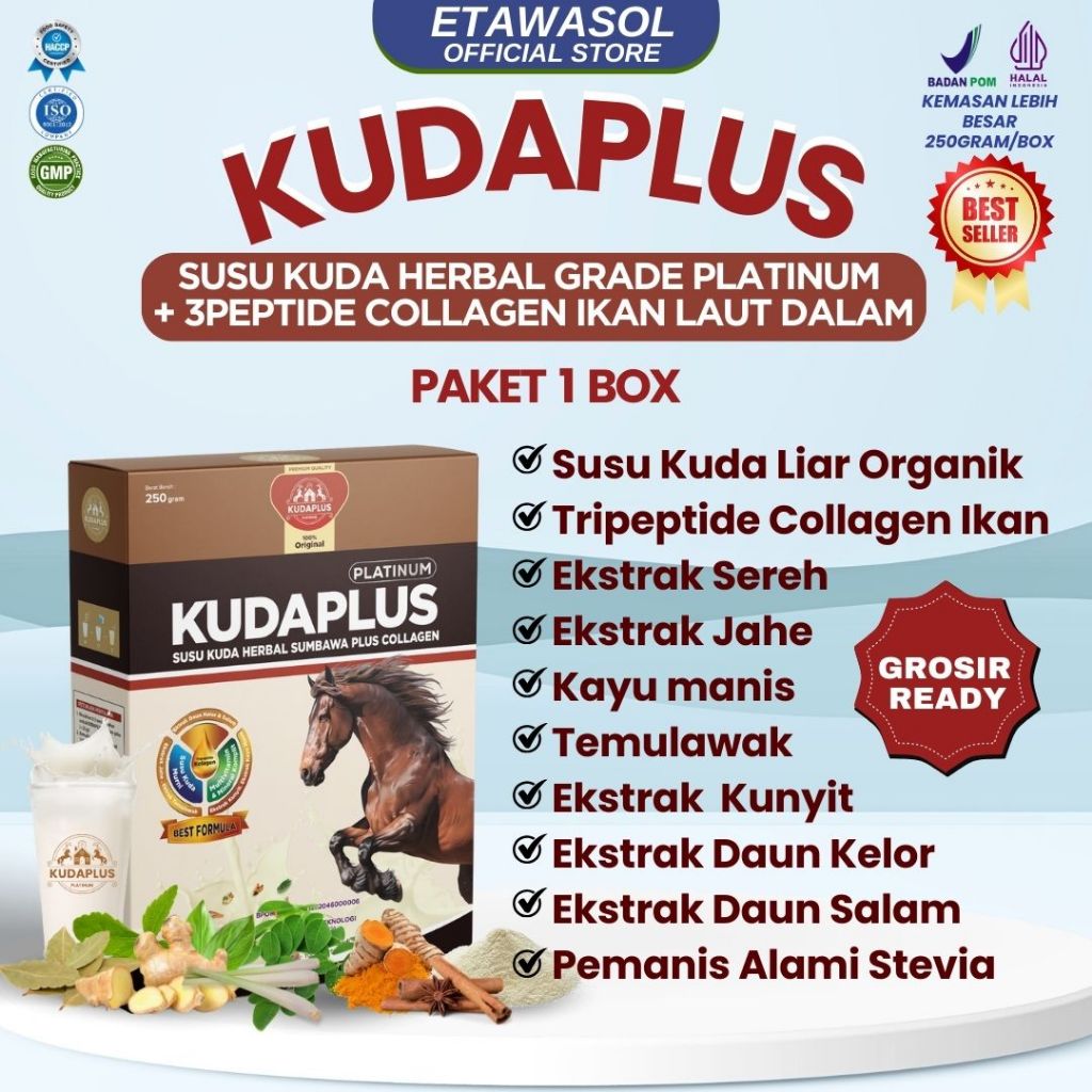 

Susu Kudaplus 100% Original dari Sumbawa Untuk Keluhan Sesak Nafas Akut dan Nyeri Sendi Berat Kemasan 250gram Paket 1 Box