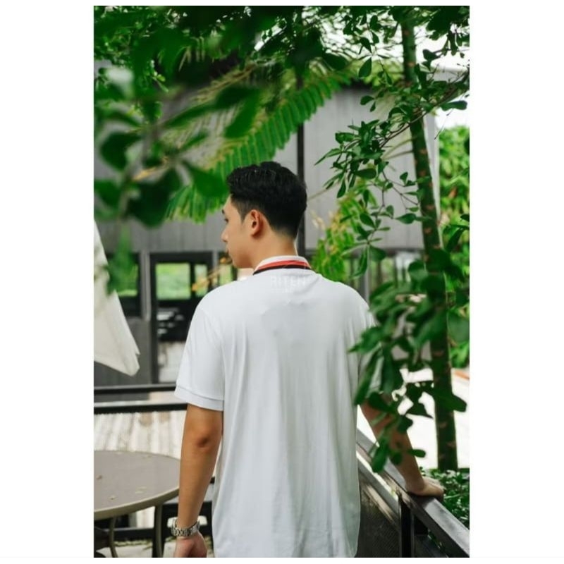 Star+ Hugo Boss Paule 2 Stipped Collar Polo White Original /Kaos Polo HB Authentic