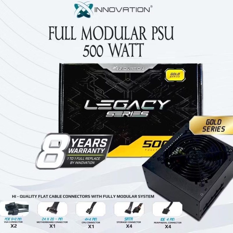 PSU Innovation Legacy 500W 80+ Gold - Full modular Power Supply 500Watt Gold Legacy Innovation - PSU