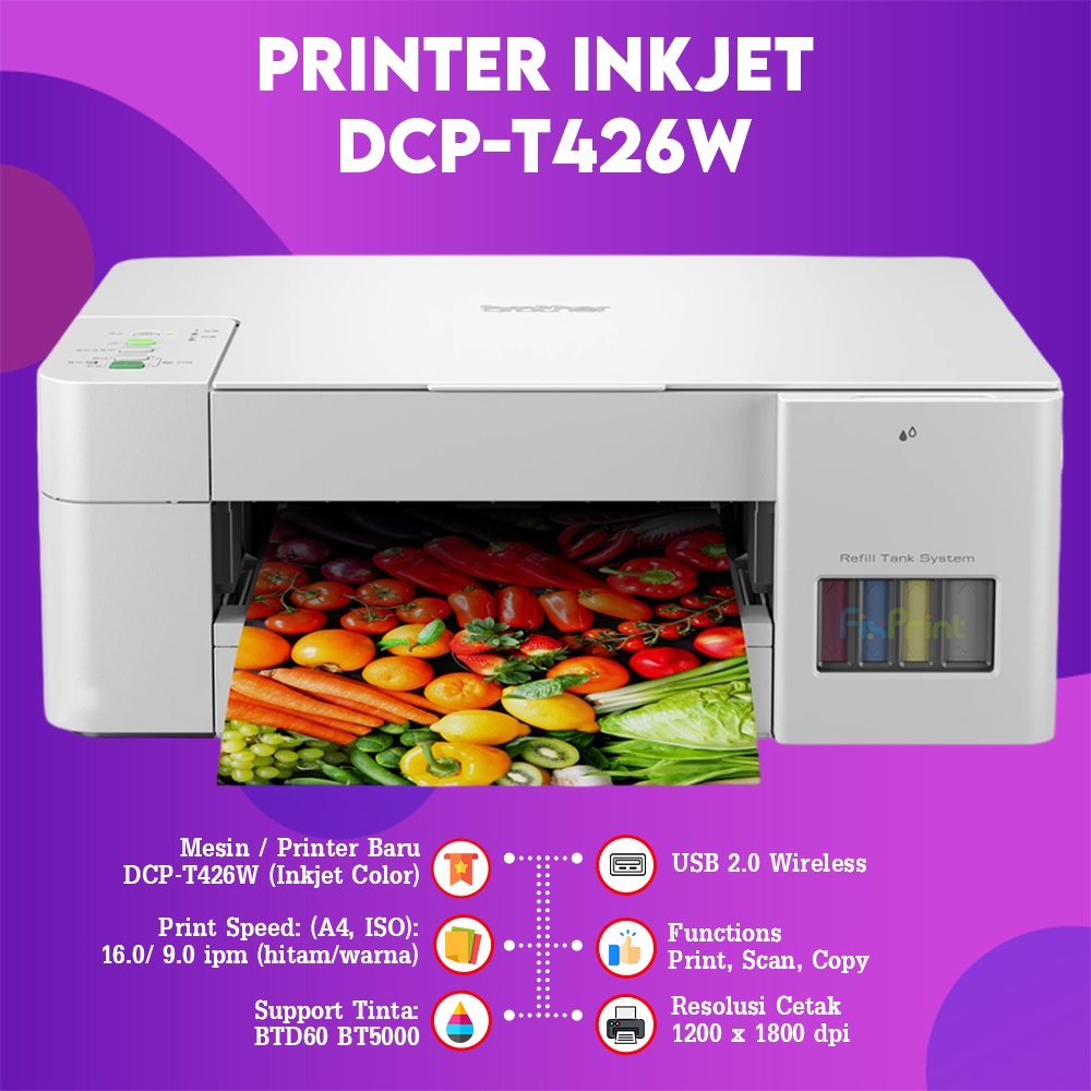 FixPrint Printer Brother DCP T530DW / T520DW / T426W / T420W Multifunctions Duplex ADF Wireless A4 P